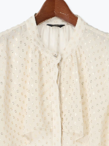 【JAPAN FABRIC】箔ドットジャガードラッフルヨークブラウス《2025summer catalog item》（ベージュ）｜Te chichi CLASSIC（テチチ クラシック）通販
