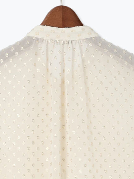 【JAPAN FABRIC】箔ドットジャガードラッフルヨークブラウス《2025summer catalog item》（ベージュ）｜Te chichi CLASSIC（テチチ クラシック）通販