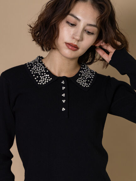 ビジューカラーニット《2025winter catalog item》（グレー/ブラック）｜Te chichi CLASSIC（テチチ クラシック）通販