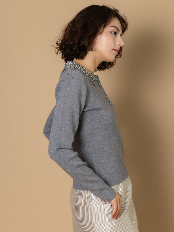 セール】 ビジューカラーニット《2025winter catalog item》（グレー