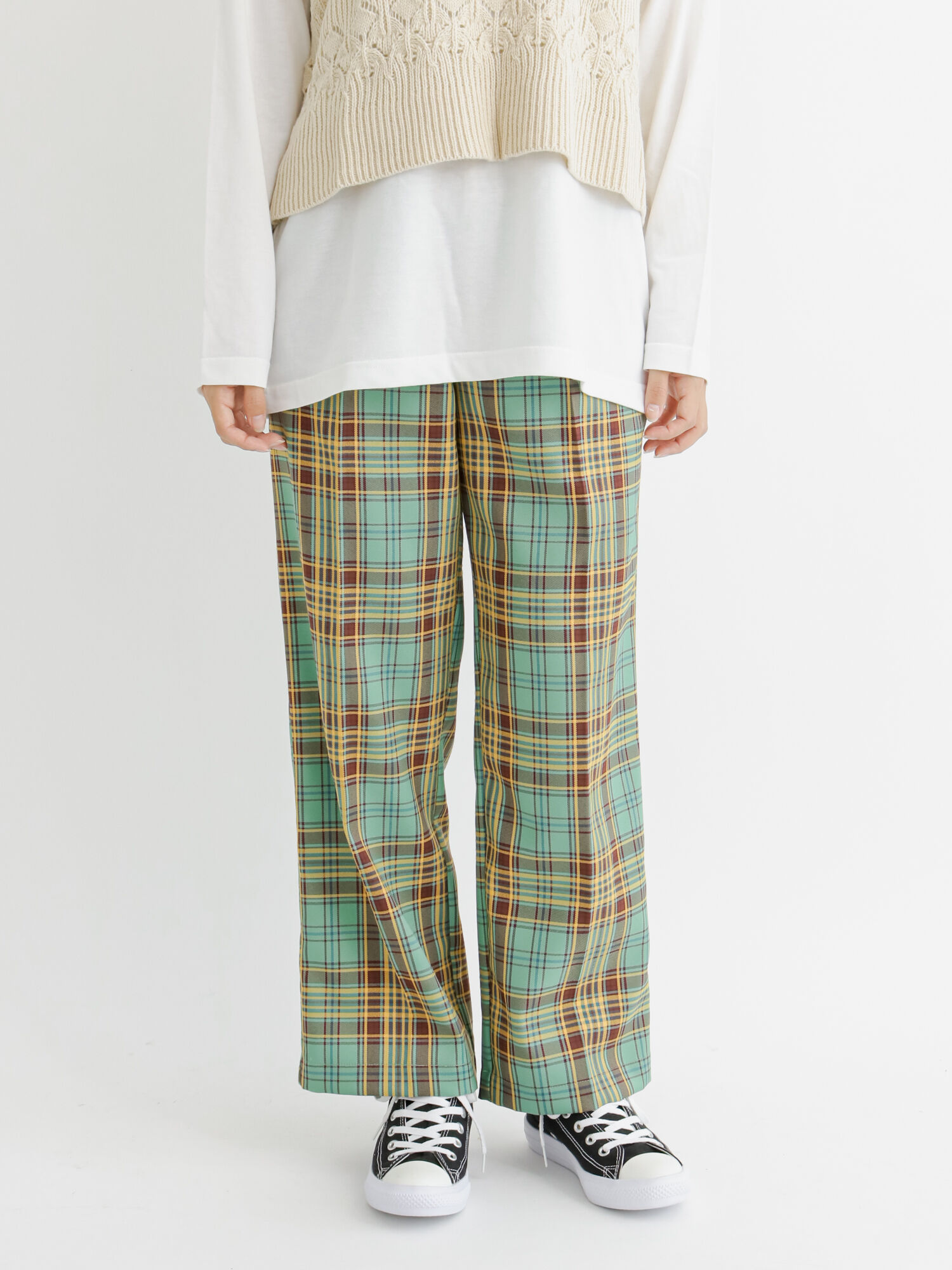 になります BURBERRYvintage セットアップ 麻混 チェック柄 L相当