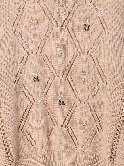 春の花ビーズ刺繍ニット（オフホワイト/モカ）｜TSUHARU by Samansa Mos2（ツハルバイサマンサモスモス）通販
