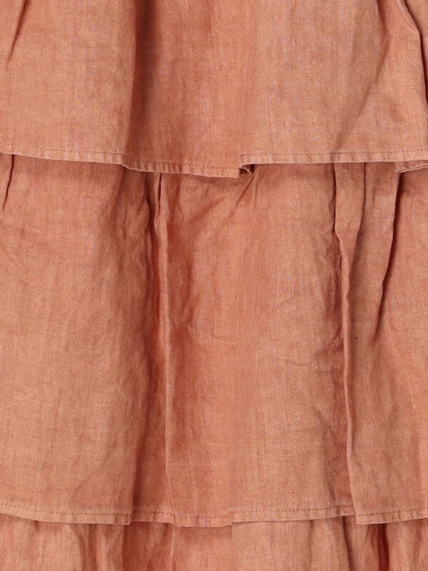 製品染めフリルティアードスカート（チャコールグレー/オレンジ