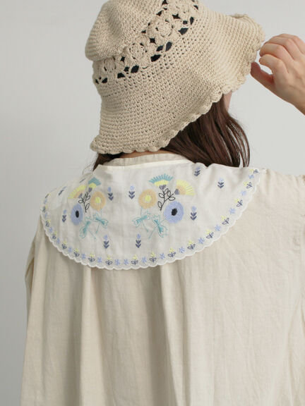 【WEB限定 Sサイズ】刺繍襟付き鉱物顔料染めワンピース（オフホワイト/ピンク/ベージュ）｜TSUHARU by Samansa Mos2（ツハルバイサマンサモスモス）通販