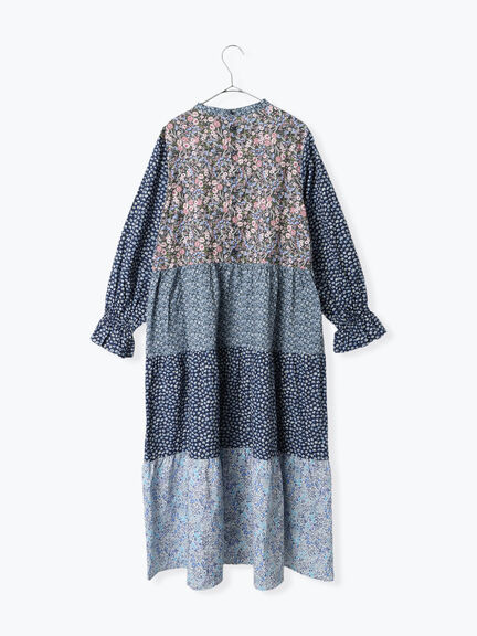 【LIBERTY】パッチワーク切替ワンピース（イエロー/ブルー）｜TSUHARU by Samansa Mos2（ツハルバイサマンサモスモス）通販