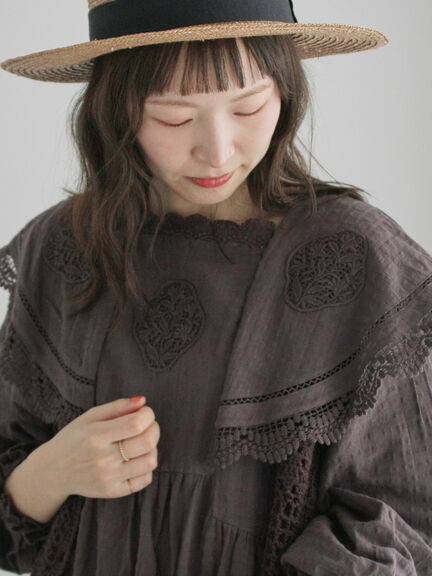 パーツレース刺繍ワンピース（オフホワイト/チャコールグレー/ミント）｜TSUHARU by Samansa Mos2（ツハルバイサマンサモスモス）通販