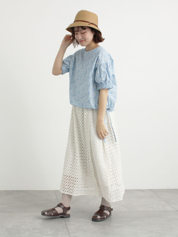 セール】 【LIBERTY】Swift's Song柄裾絞りブラウス（ピンク