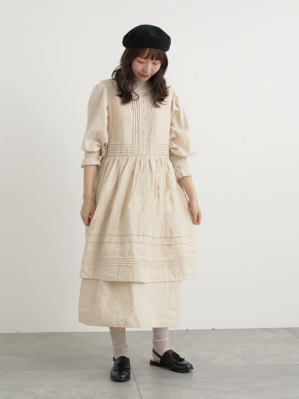 【WEB限定 Sサイズ】ノースリピンタックワンピース（ブラック/レッド/ベージュ）｜TSUHARU by Samansa Mos2（ツハルバイサマンサモスモス）通販