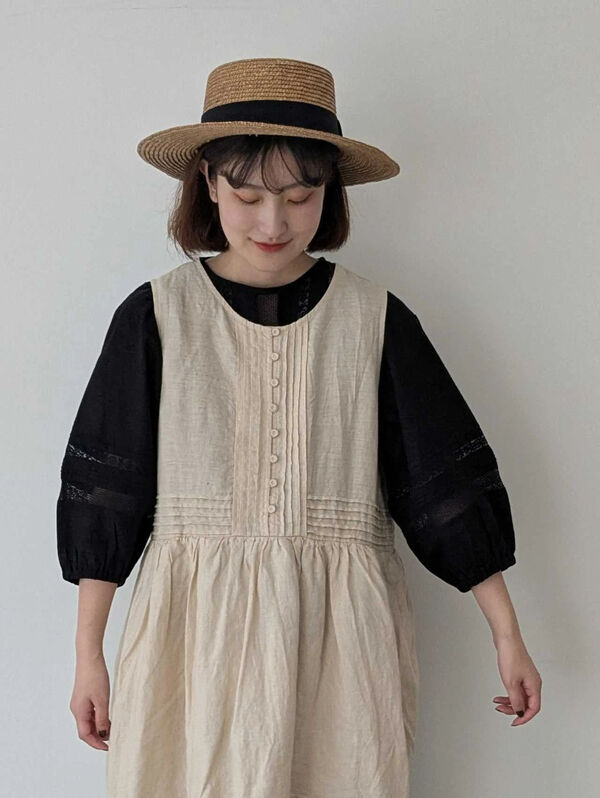 セール】 【WEB限定 Sサイズ】ノースリピンタックワンピース（ブラック