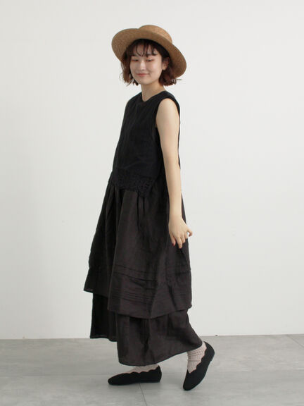 【WEB限定 Sサイズ】ノースリピンタックワンピース（ブラック/レッド/ベージュ）｜TSUHARU by Samansa Mos2（ツハルバイサマンサモスモス）通販