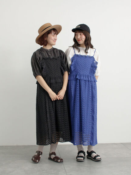 【WEB限定 Sサイズ】オーバーレースキャミワンピース（ブラック/ブルー/キナリ）｜TSUHARU by Samansa Mos2（ツハルバイサマンサモスモス）通販