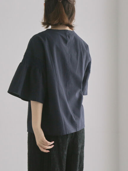 綿麻モチーフ刺繍ブラウス（サックスブルー/ネイビー）｜TSUHARU by Samansa Mos2（ツハルバイサマンサモスモス）通販