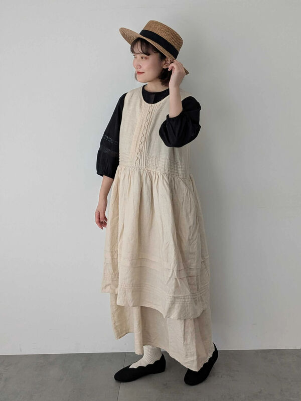 セール】 レースピンタック7分袖ブラウス（オフホワイト/グレー