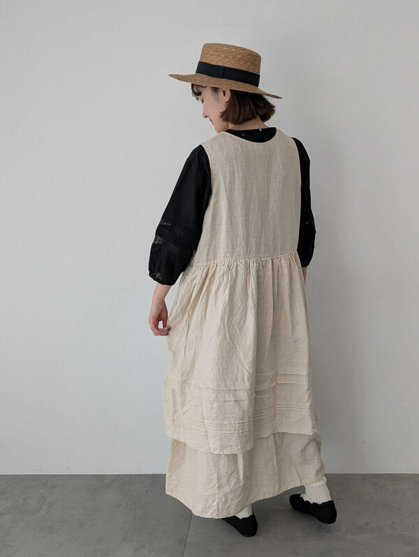 セール】 レースピンタック7分袖ブラウス（オフホワイト/グレー