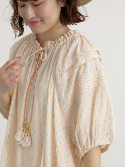 【WEB限定 Sサイズ】カラフルドビータッセル付きワンピース（グレー/チャコールグレー/キナリ）｜TSUHARU by Samansa Mos2（ツハルバイサマンサモスモス）通販