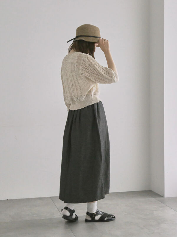 セール】 【和紙】透かし編みニットカーディガン（ブラック/ベージュ