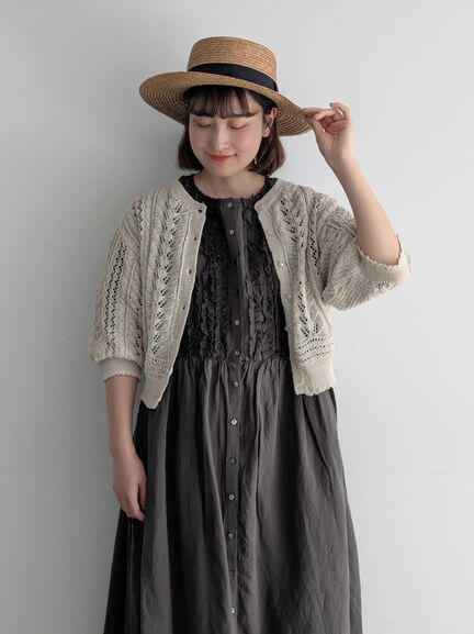 【WEB限定 Sサイズ】【WACLOTH】フリル切替ワンピース（チャコールグレー/ベージュ/グリーン）｜TSUHARU by Samansa Mos2（ツハルバイサマンサモスモス）通販