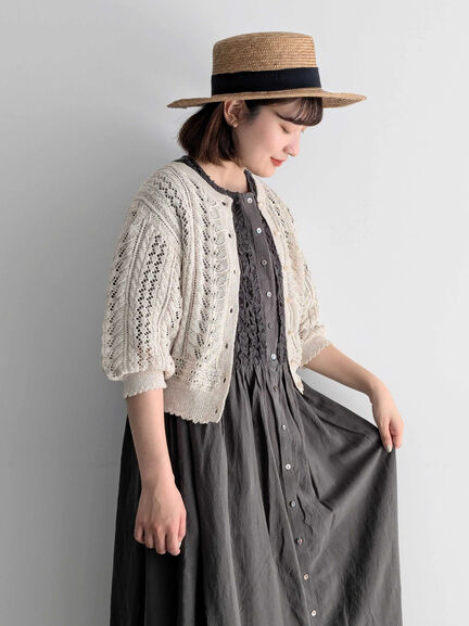 【WEB限定 Sサイズ】【WACLOTH】フリル切替ワンピース（チャコールグレー/ベージュ/グリーン）｜TSUHARU by Samansa Mos2（ツハルバイサマンサモスモス）通販