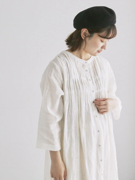 【WEB限定 Sサイズ】リネンピンタックワンピース（オフホワイト/ピンク/ネイビー）｜TSUHARU by Samansa Mos2（ツハルバイサマンサモスモス）通販
