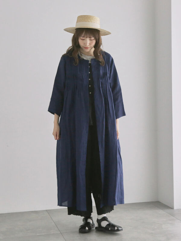 セール】 【WEB限定 Sサイズ】リネンピンタックワンピース（オフ