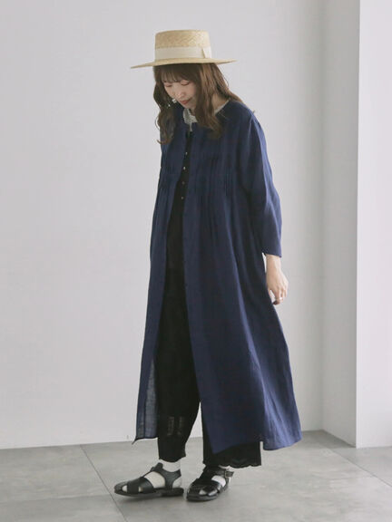 【WEB限定 Sサイズ】リネンピンタックワンピース（オフホワイト/ピンク/ネイビー）｜TSUHARU by Samansa Mos2（ツハルバイサマンサモスモス）通販