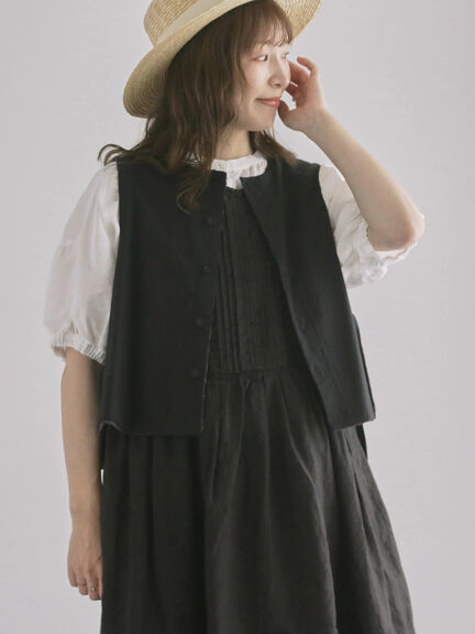 レース×綿リバーシブルベスト（チャコールグレー/キナリ）｜TSUHARU by Samansa Mos2（ツハルバイサマンサモスモス）通販