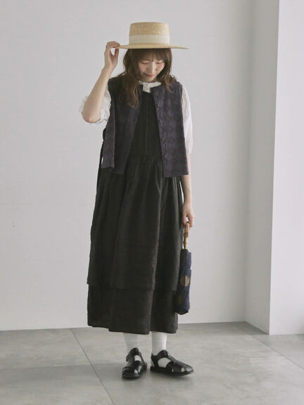 レース×綿リバーシブルベスト（チャコールグレー/キナリ）｜TSUHARU by Samansa Mos2（ツハルバイサマンサモスモス）通販