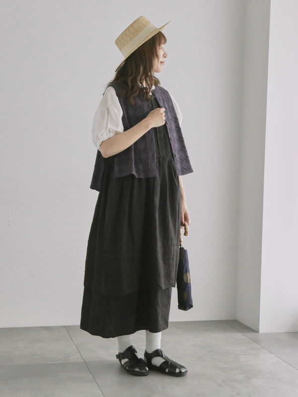☆TSUHARU ツハル SOLD OUT レース×綿リバーシブルベスト 生成