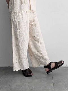 セール】 【コードエンブロイダリー】裾スカラップパンツ