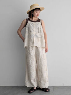 【akimiyu❀】ツハル❀コードエンブロイダリー裾スカラップパンツ セール】 【コードエンブロイダリー】裾スカラップパンツ