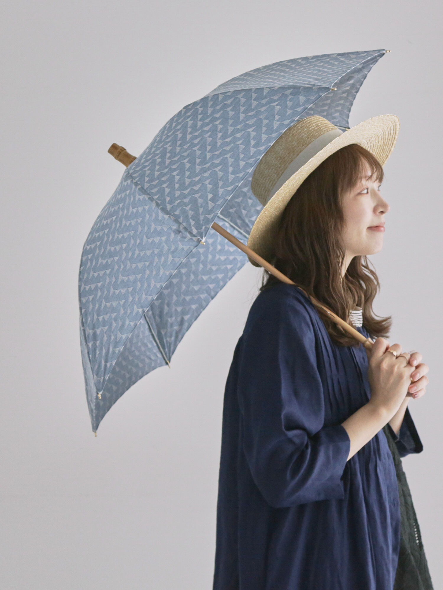 WEB限】三角模様の晴雨兼用日傘（グレー/ベージュ/ブルー/雑貨/その他