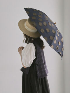 WEB限】ドット模様の晴雨兼用日傘（ベージュ/ネイビー/雑貨