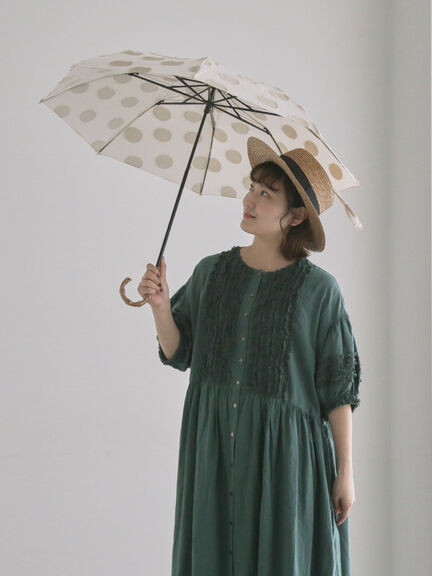 【WEB限】ドット模様の晴雨兼用日傘（ベージュ/ネイビー）｜TSUHARU by Samansa Mos2（ツハルバイサマンサモスモス）通販