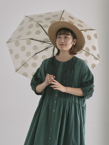 【WEB限】ドット模様の晴雨兼用日傘（ベージュ/ネイビー）｜TSUHARU by Samansa Mos2（ツハルバイサマンサモスモス）通販