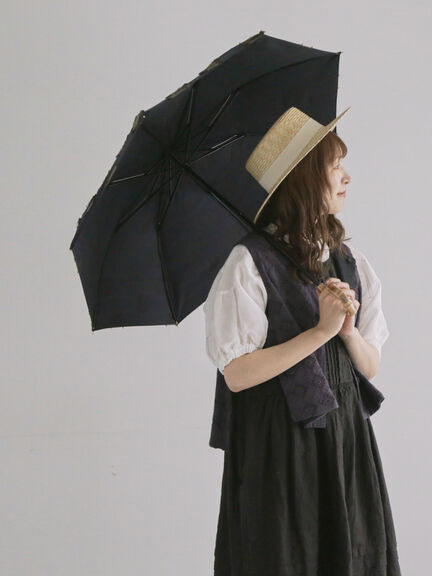 【WEB限】ドット模様の晴雨兼用日傘（ベージュ/ネイビー）｜TSUHARU by Samansa Mos2（ツハルバイサマンサモスモス）通販