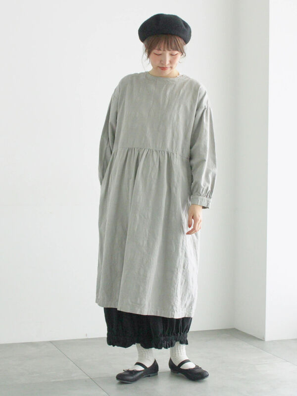 WEB限定】コットンジャカード製品染め前後2WAYワンピース（グレー