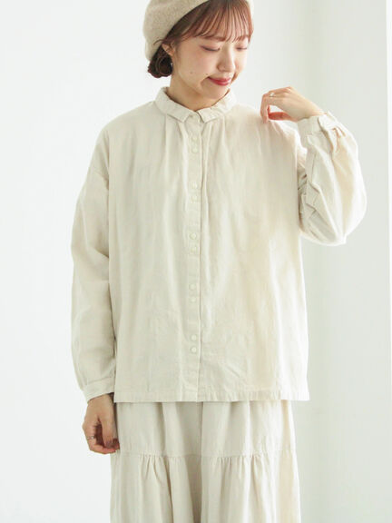 【WEB限定】コットンジャカード製品染めブラウス（グレー/ブラック/キナリ）｜TSUHARU by Samansa Mos2（ツハルバイサマンサモスモス）通販