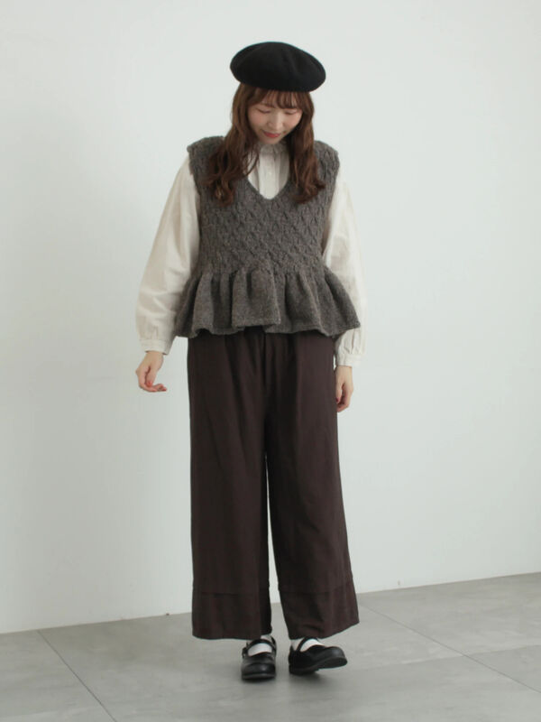 WEB限定】コットンジャカード製品染めブラウス（グレー/ブラック