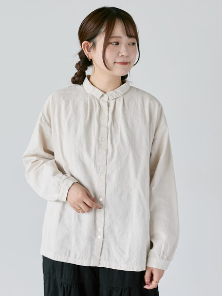 【WEB限定】コットンジャカード製品染めブラウス（グレー/ブラック/キナリ）｜TSUHARU by Samansa Mos2（ツハルバイサマンサモスモス）通販