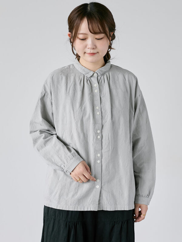 WEB限定】コットンジャカード製品染めブラウス（グレー/ブラック