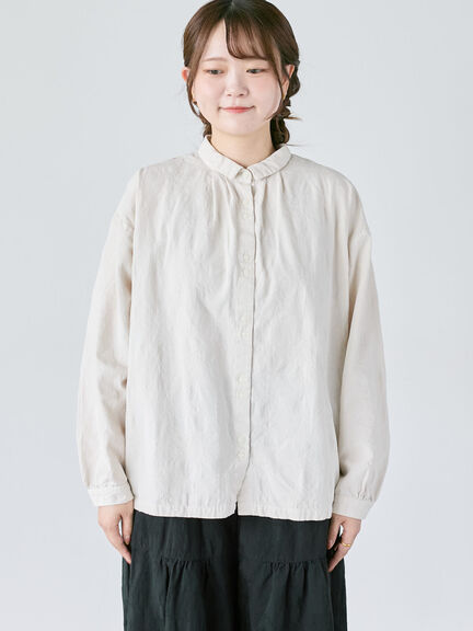 【WEB限定】コットンジャカード製品染めブラウス（グレー/ブラック/キナリ）｜TSUHARU by Samansa Mos2（ツハルバイサマンサモスモス）通販