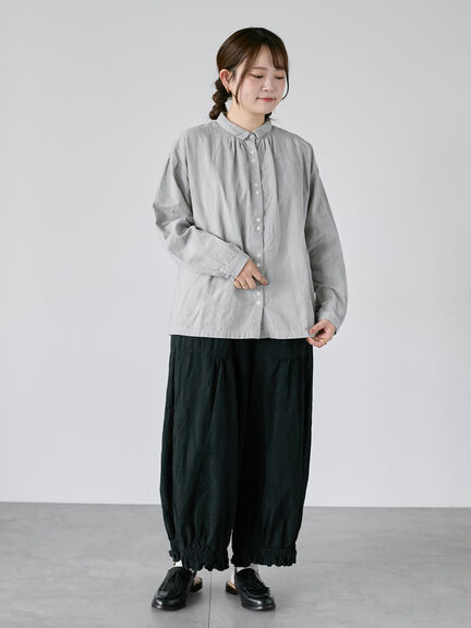 【WEB限定】コットンジャカード製品染め裾フリルパンツ（グレー/ブラック/キナリ）｜TSUHARU by Samansa Mos2（ツハルバイサマンサモスモス）通販