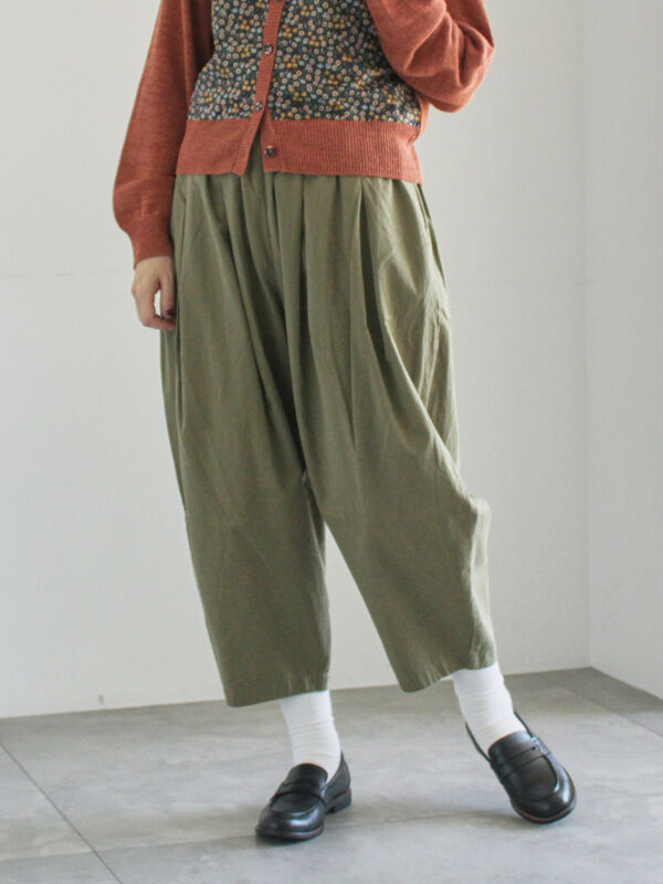 天日干し風加工】タックギャザーパンツ（チャコールグレー