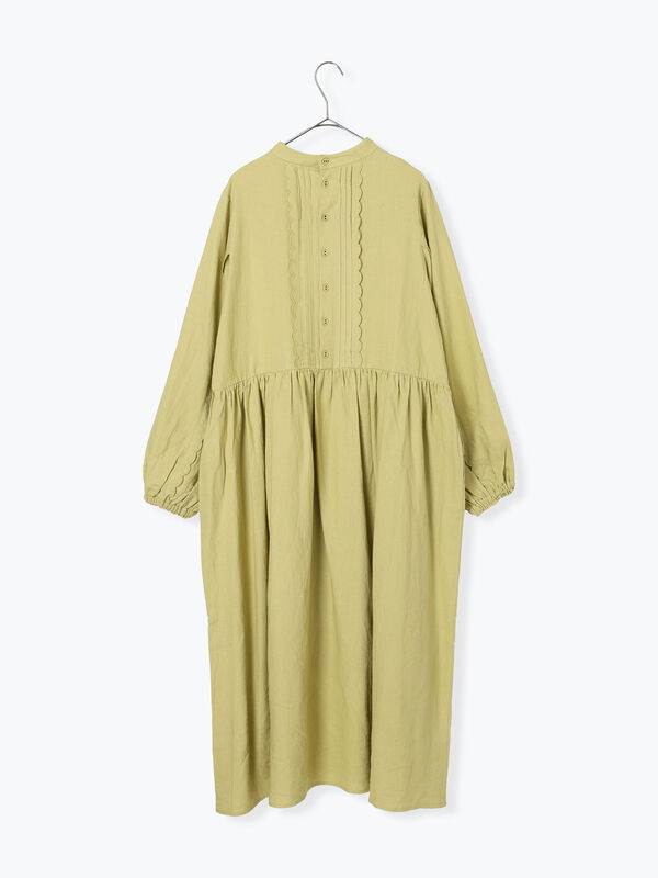 ツハルバイサマンサモスモス　アンティーク風ブローチ付きワンピース　チャコール WEB限定 Sサイズ】アンティーク風ブローチ付きワンピース