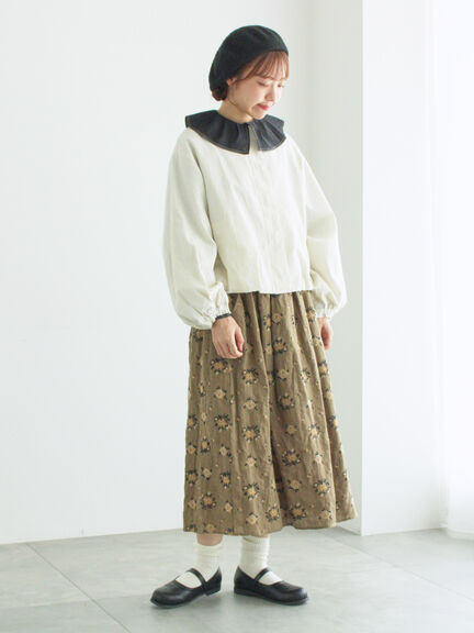 ローズ柄総刺繍スカート（ブラック/オリーブ）｜TSUHARU by Samansa Mos2（ツハルバイサマンサモスモス）通販