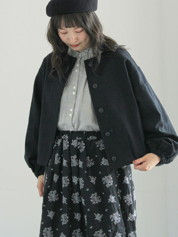 ローズ柄総刺繍スカート（ブラック/オリーブ/ボトムス/スカート