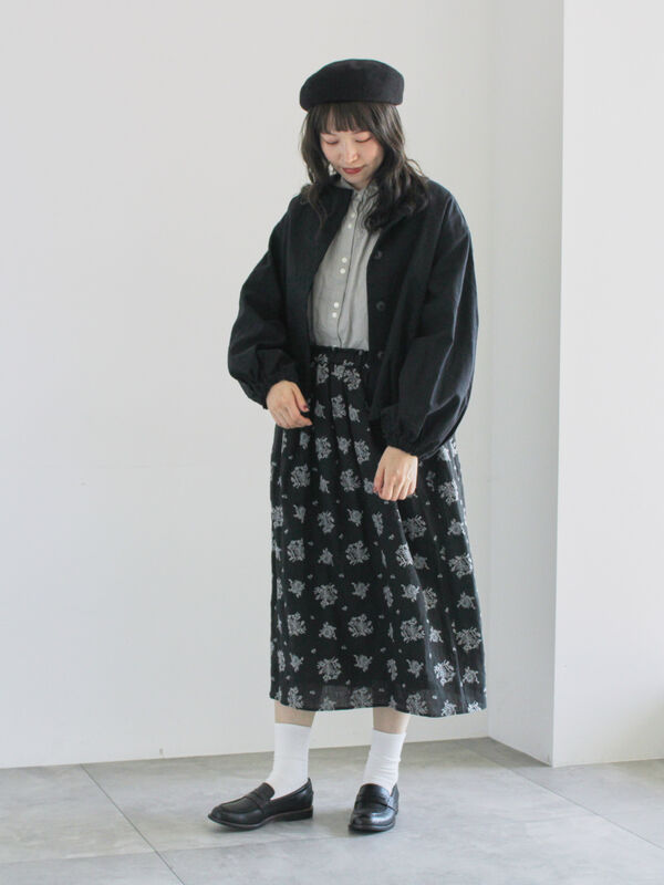 サマンサモスモス★微起毛前中心刺繍スカート・ブラック★タグ付き Samansa Mos2（サマンサ モスモス）の「前中心刺繍スカート（スカート