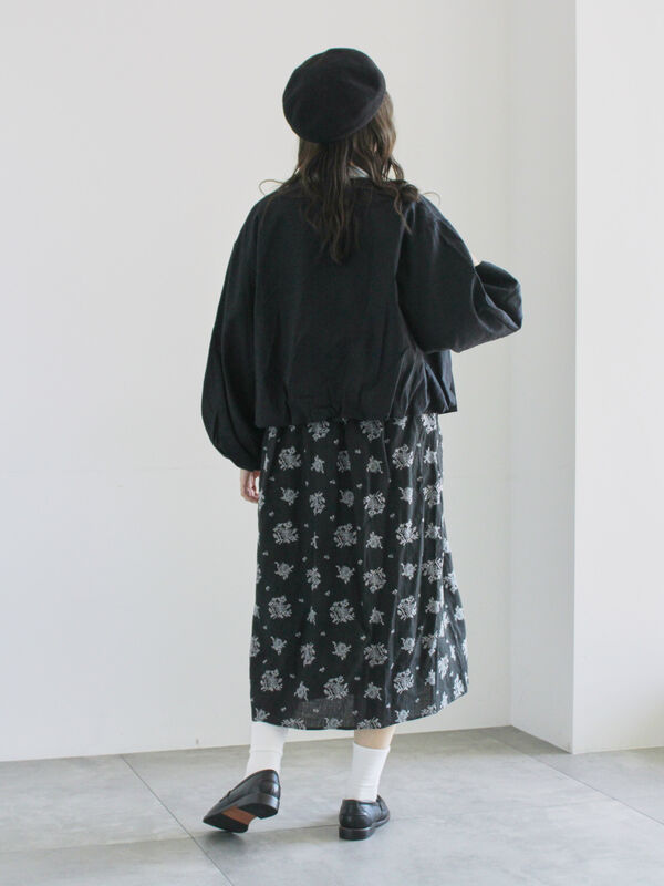 ローズ柄総刺繍スカート（ブラック/オリーブ/ボトムス/スカート