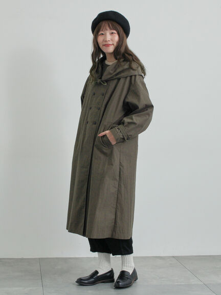 三角巾付きWボタンコート（モカ/グリーン）｜TSUHARU by Samansa Mos2（ツハルバイサマンサモスモス）通販