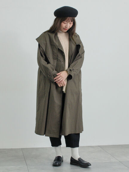 三角巾付きWボタンコート（モカ/グリーン）｜TSUHARU by Samansa Mos2（ツハルバイサマンサモスモス）通販